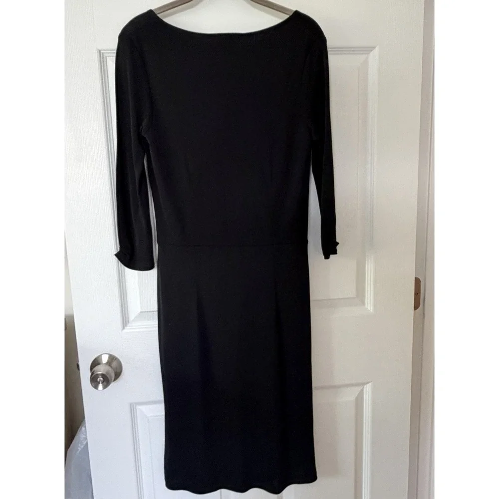 Isabella Bird Black Dress Size 6 PETITE Modest Stretchy Elegant LBD Evening Date